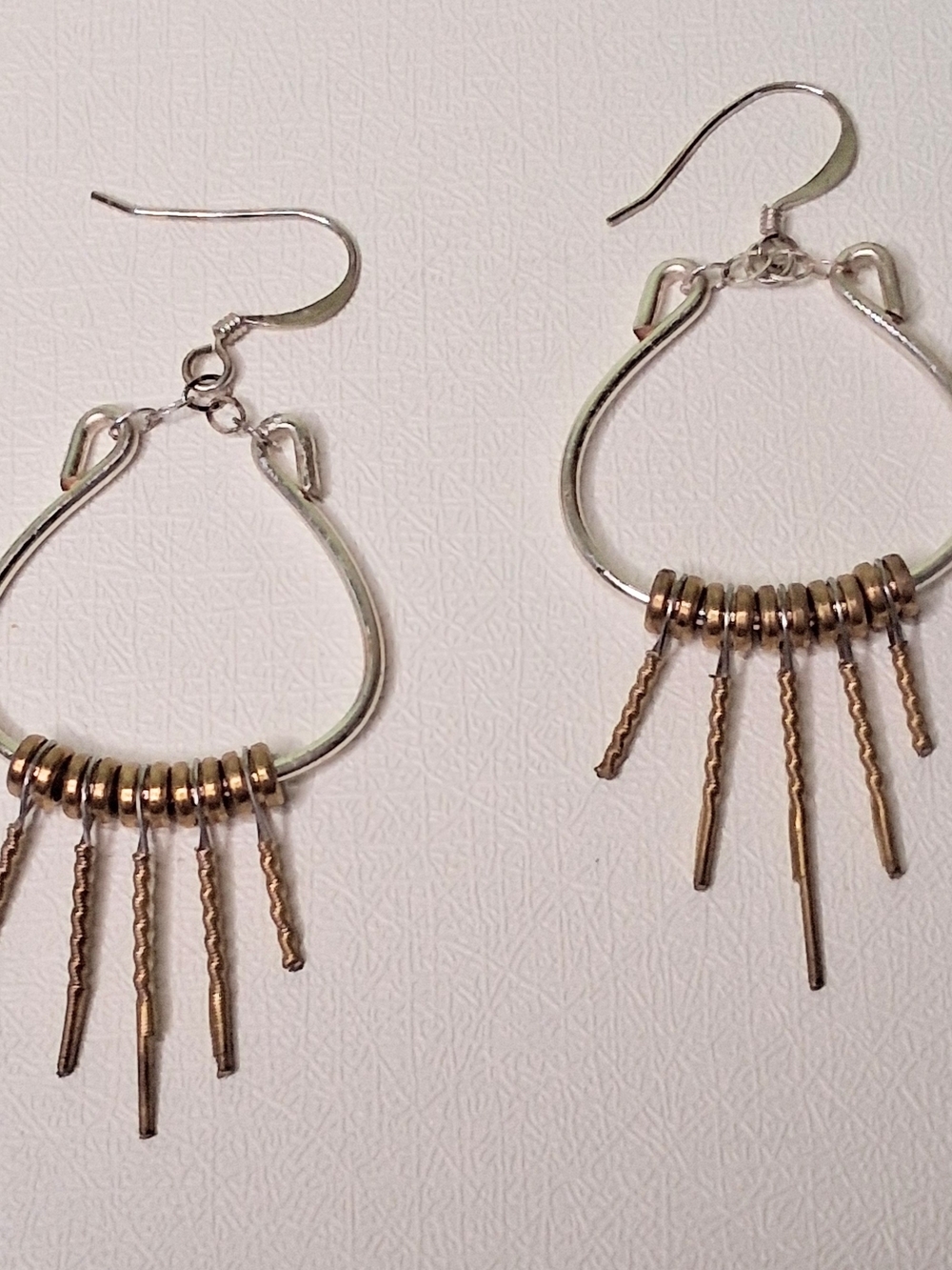 Two-Tone Silver and Gold Drop Hoop Earrings